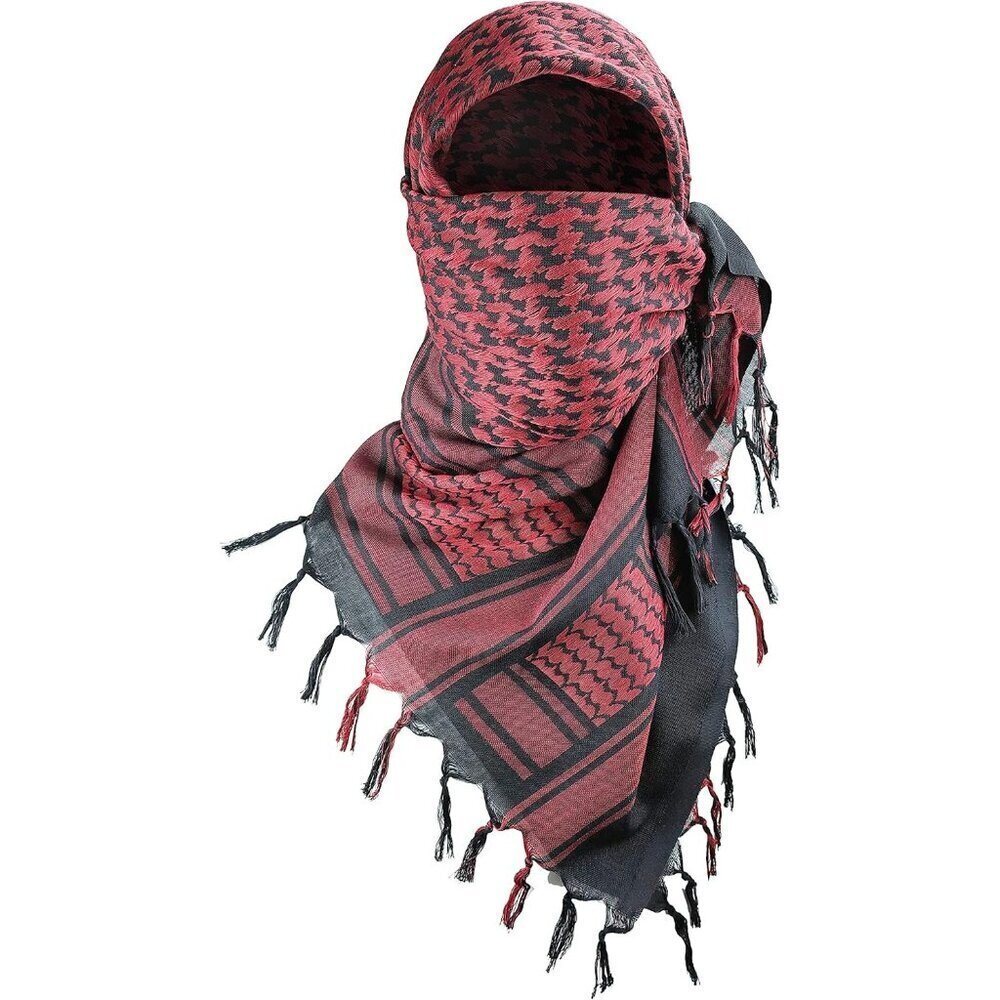 Men's Black/Red Military Shemagh Tactical Desert Cotton Keffiyeh Scarf Wrap
